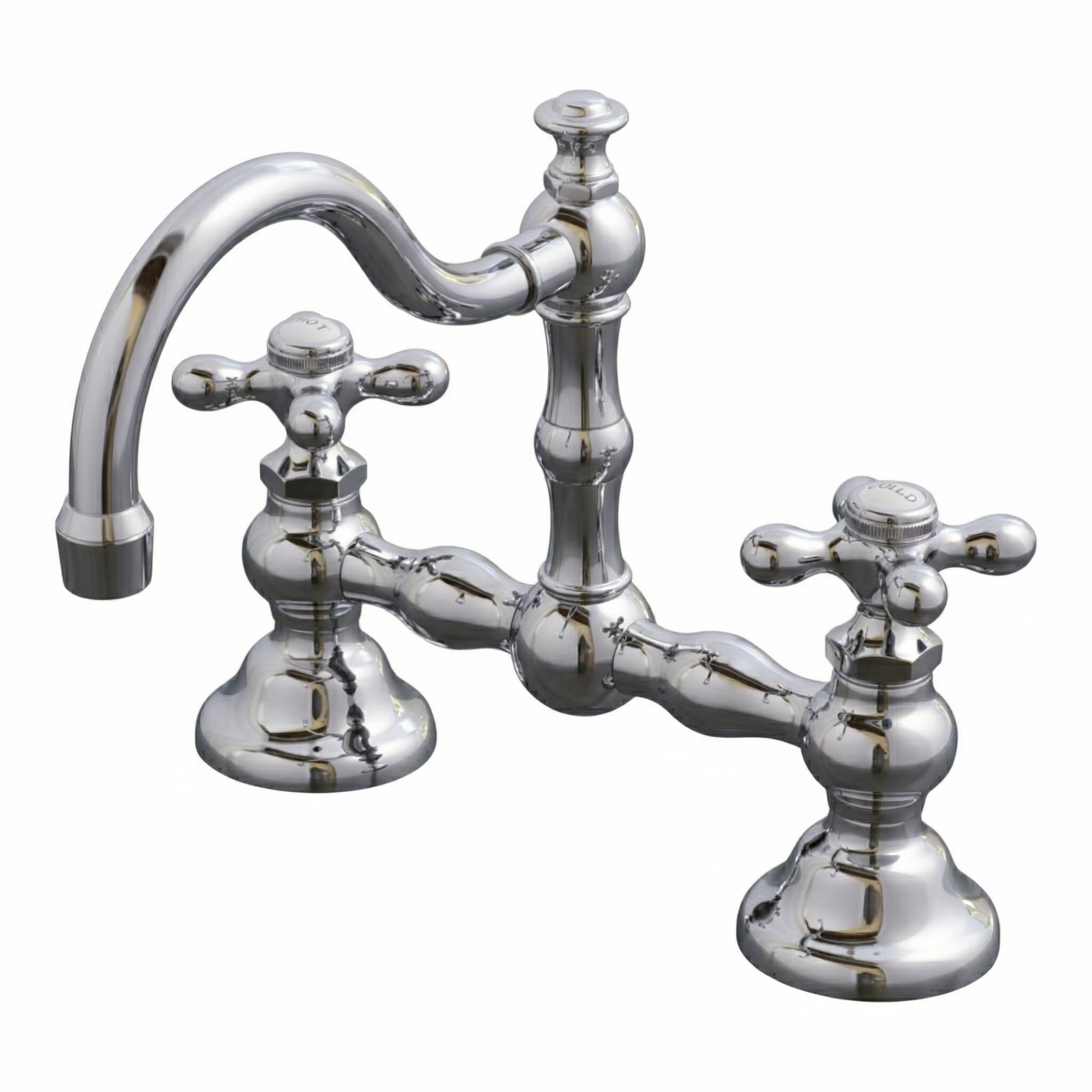Rio Grande Bridge Lavatory Faucet Cross Handles P1005 | Strom Living Chrome 8" - Bathroom Faucets
