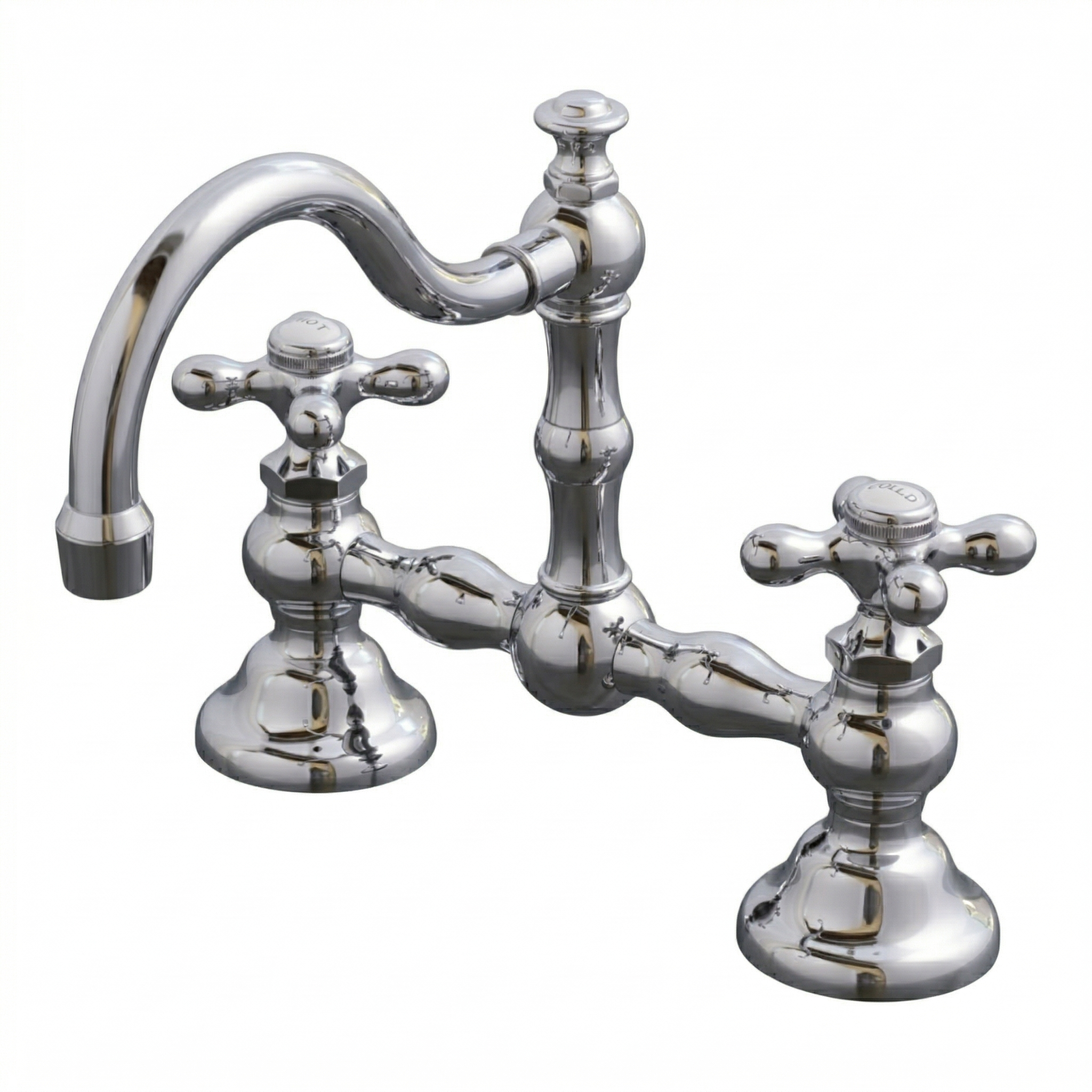 Rio Grande Bridge Lavatory Faucet Cross Handles P1005 | Strom Living Chrome 8" - Bathroom Faucets