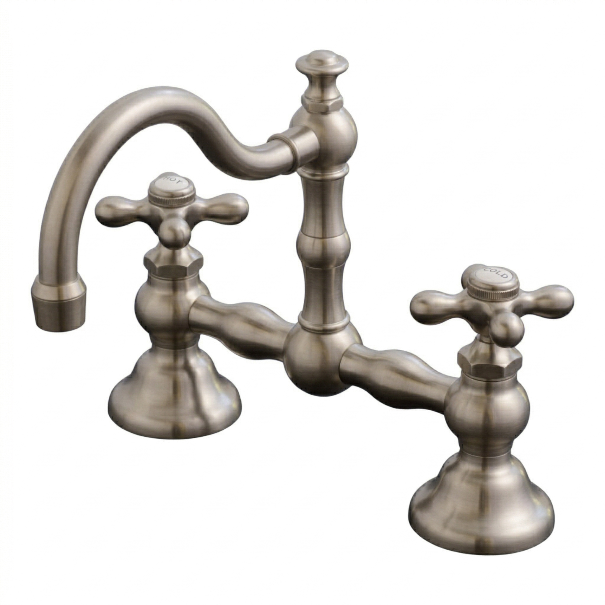 Rio Grande Bridge Lavatory Faucet Cross Handles P1005 | Strom Living Matte Nickel 8" - Bathroom Faucets