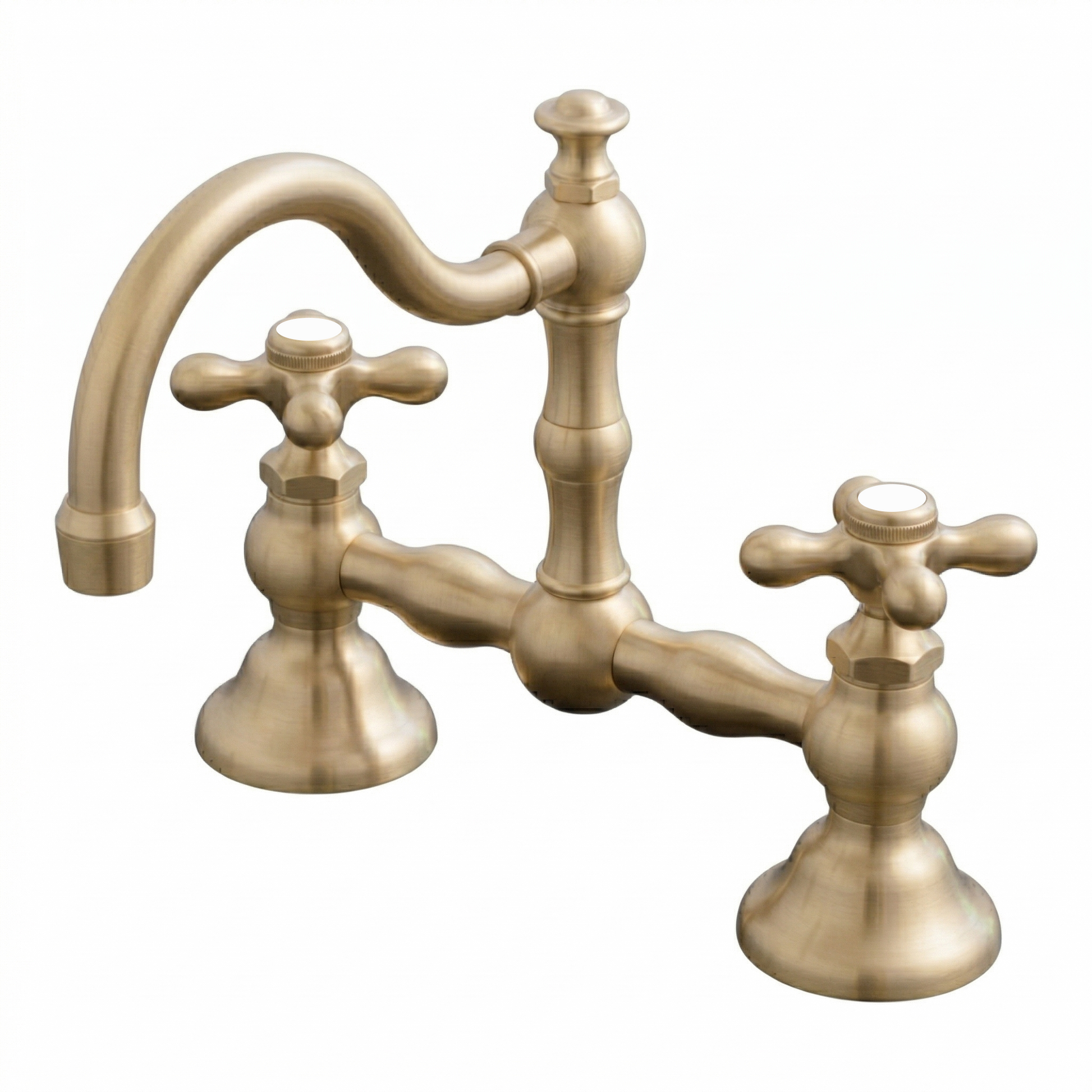 Rio Grande Bridge Lavatory Faucet Cross Handles P1005 | Strom Living Raw Brass 8" - Bathroom Faucets