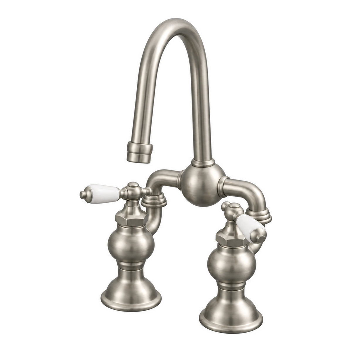 Gooseneck Bridge Lav Faucet w/ Drain P1006 in Matte Nickel