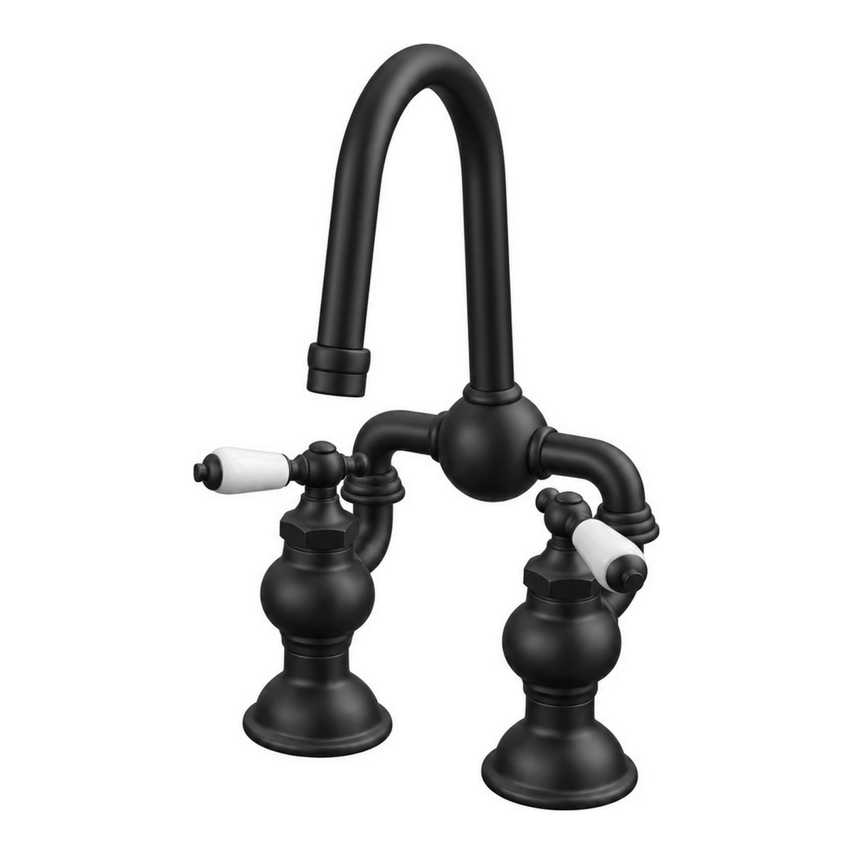 Gooseneck Bridge Lav Faucet w/ Drain P1006 in Oil Rubbed Bronze / Satin Black