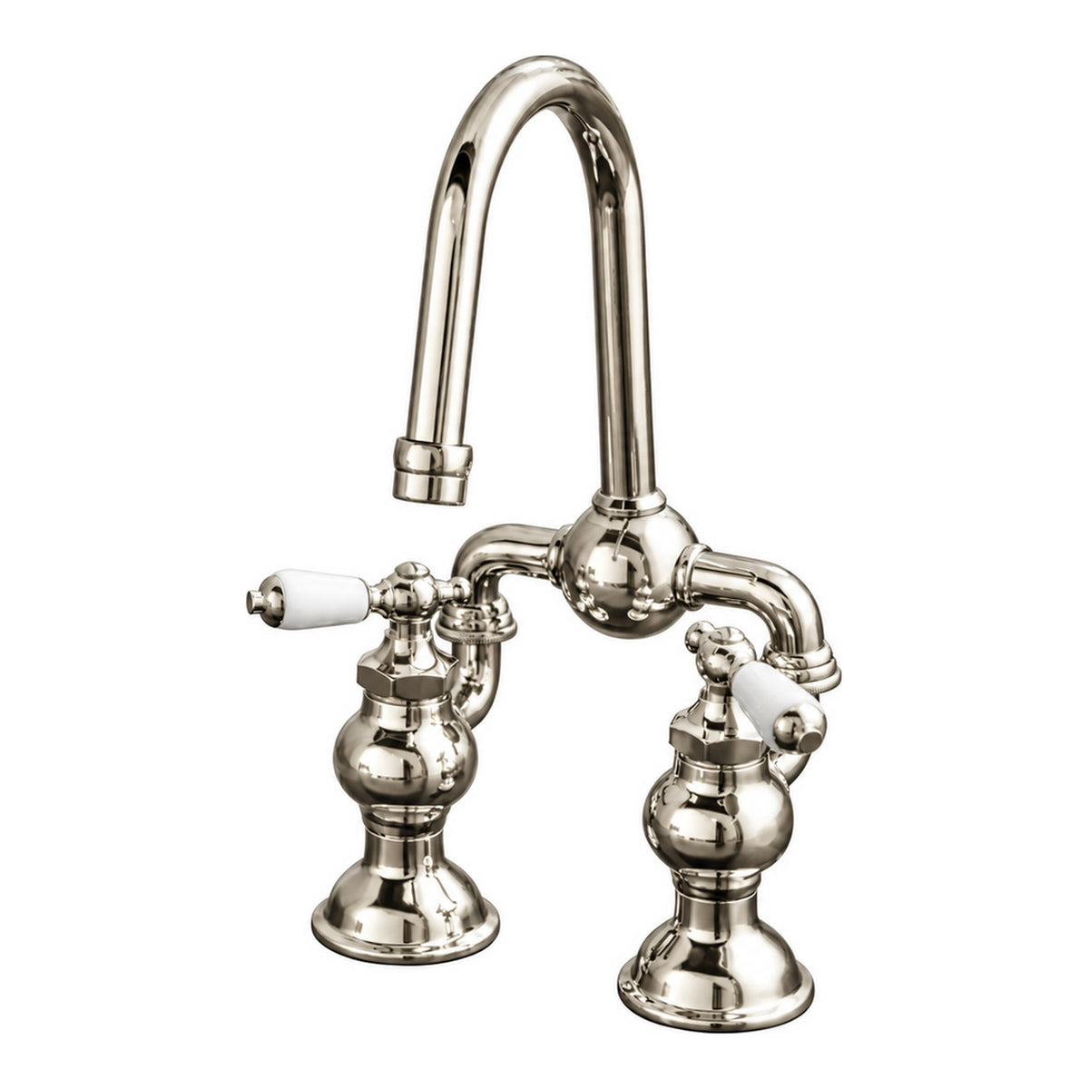 Gooseneck Bridge Lav Faucet w/ Drain P1006 in Polished Nickel