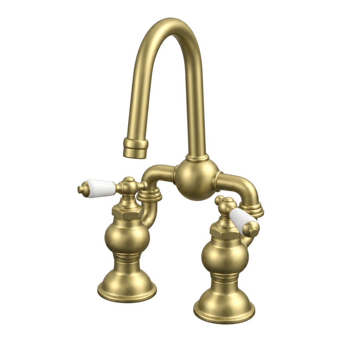 Gooseneck Bridge Lav Faucet w/ Drain P1006 in Raw Brass