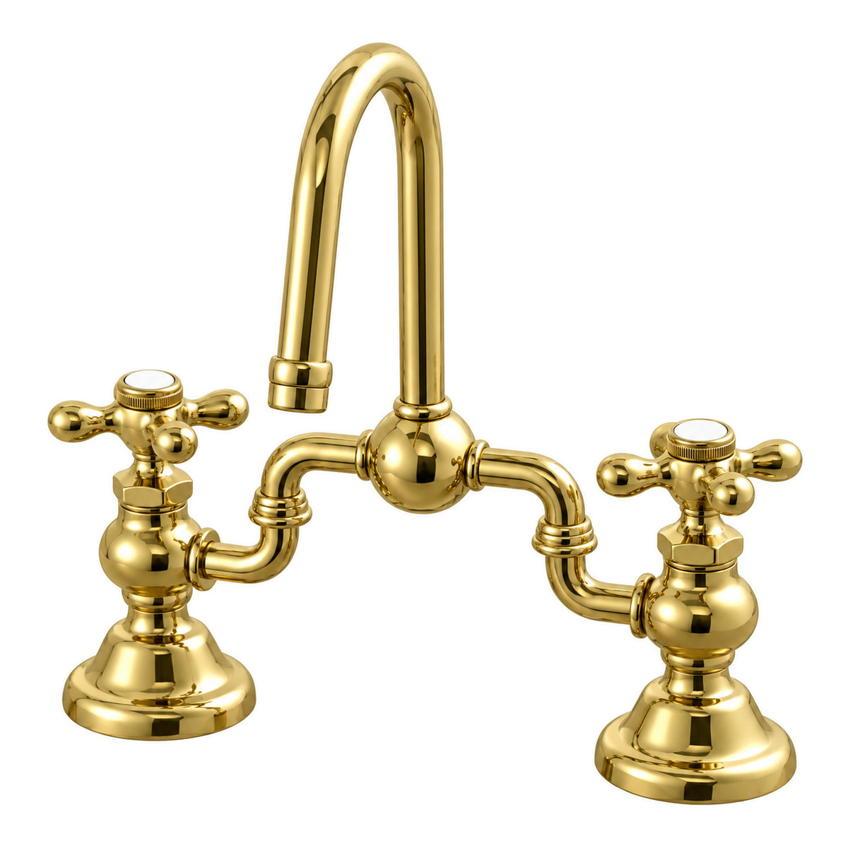 Columbia Adjustable Bridge Faucet P1007 in Supercoat Brass / Polished Brass