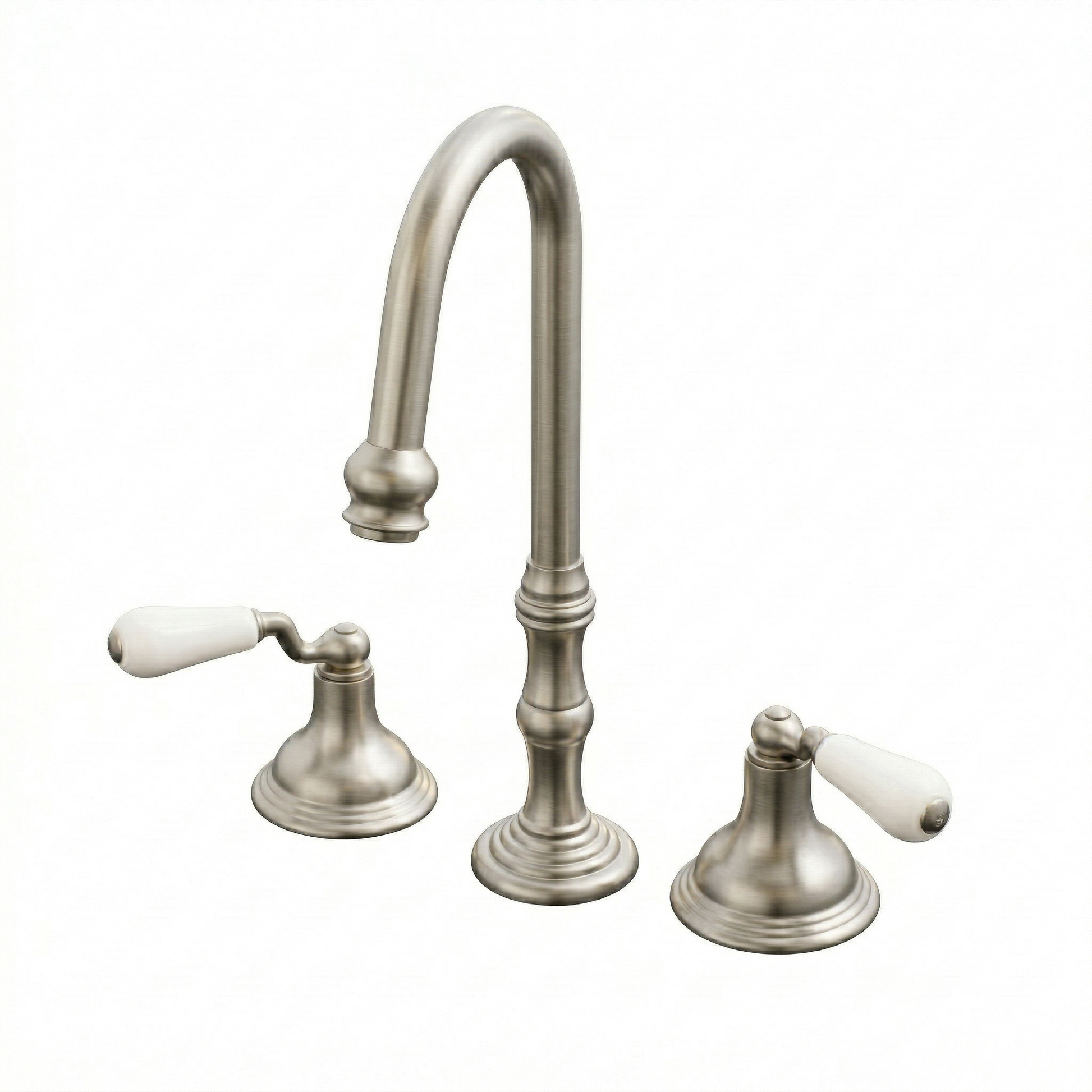 St. Lawrence Widespread Gooseneck Lav Faucet P1008 | Strom Living Matte Nickel - Bathroom Faucets
