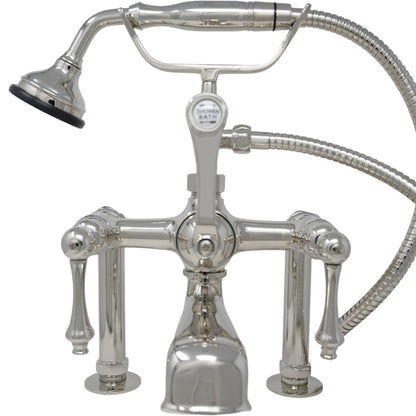 Strom Living British Telephone Deck Mount Tub Faucet with Handheld Shower and Diverter Handles