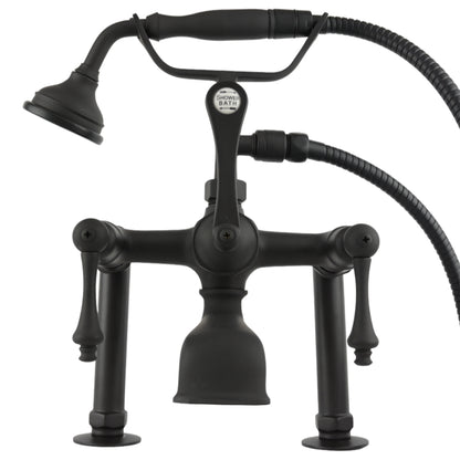 Strom Living British Telephone Deck Mount Tub Faucet with Handheld Shower and Diverter Handles