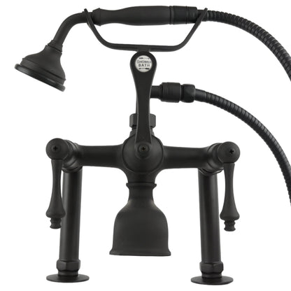 Strom Living British Telephone Deck Mount Tub Faucet with Handheld Shower and Diverter Handles