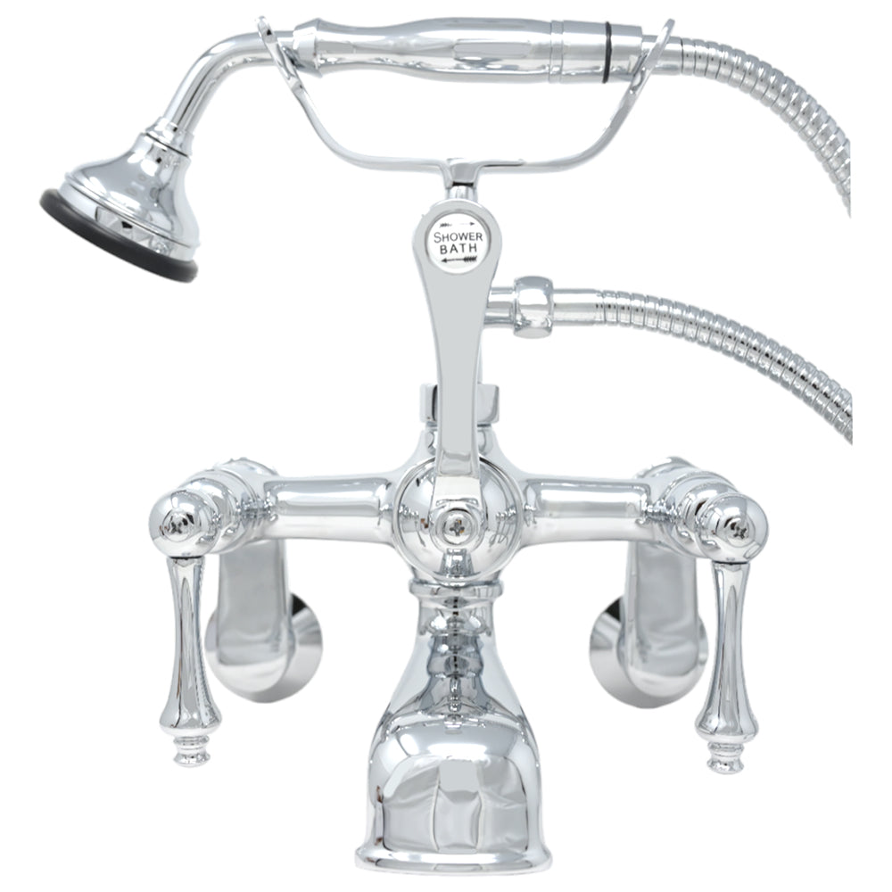 British Telephone Tub Faucet with Metal Handheld Shower and Lever Handle P1014 | Strom Living