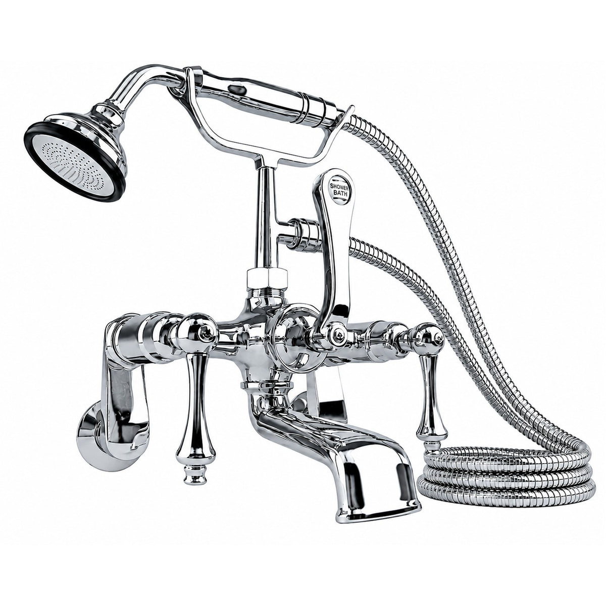 British Telephone Tub Faucet Lever w/ Handheld P1014 | Strom Living Chrome - Tub Fillers