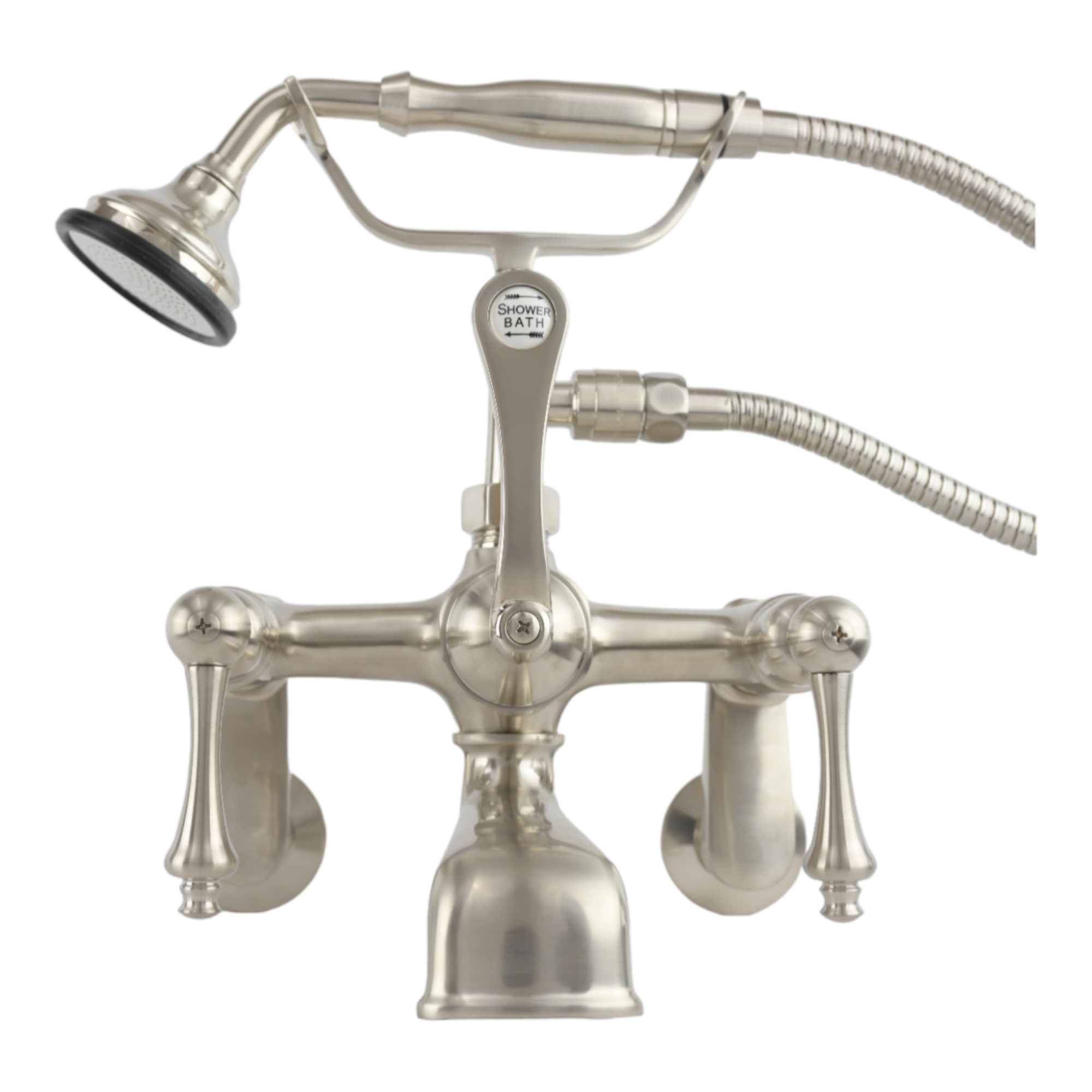 British Telephone Tub Faucet Lever w/ Handheld P1014 | Strom Living Matte Nickel - Tub Fillers