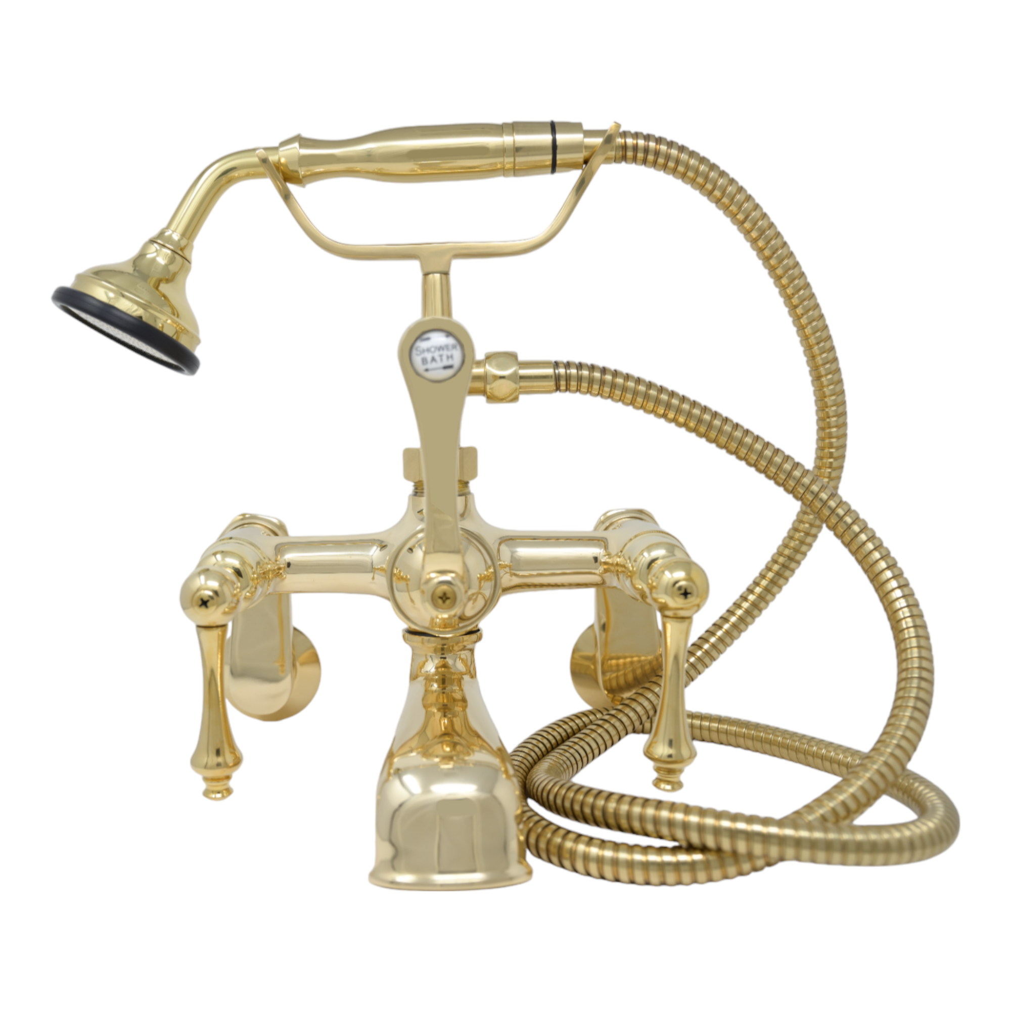 British Telephone Tub Faucet Lever w/ Handheld P1014 | Strom Living Polished Brass - Tub Fillers