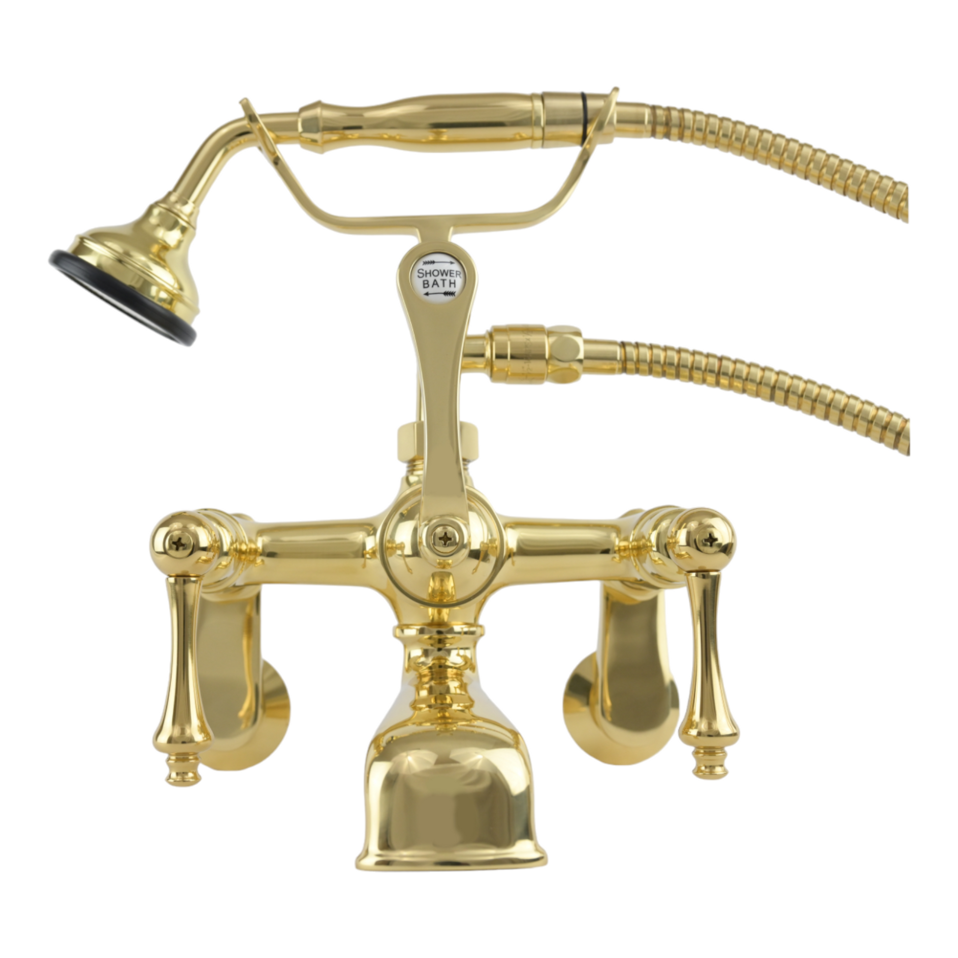 British Telephone Tub Faucet Lever w/ Handheld P1014 | Strom Living Supercoat Brass - Tub Fillers