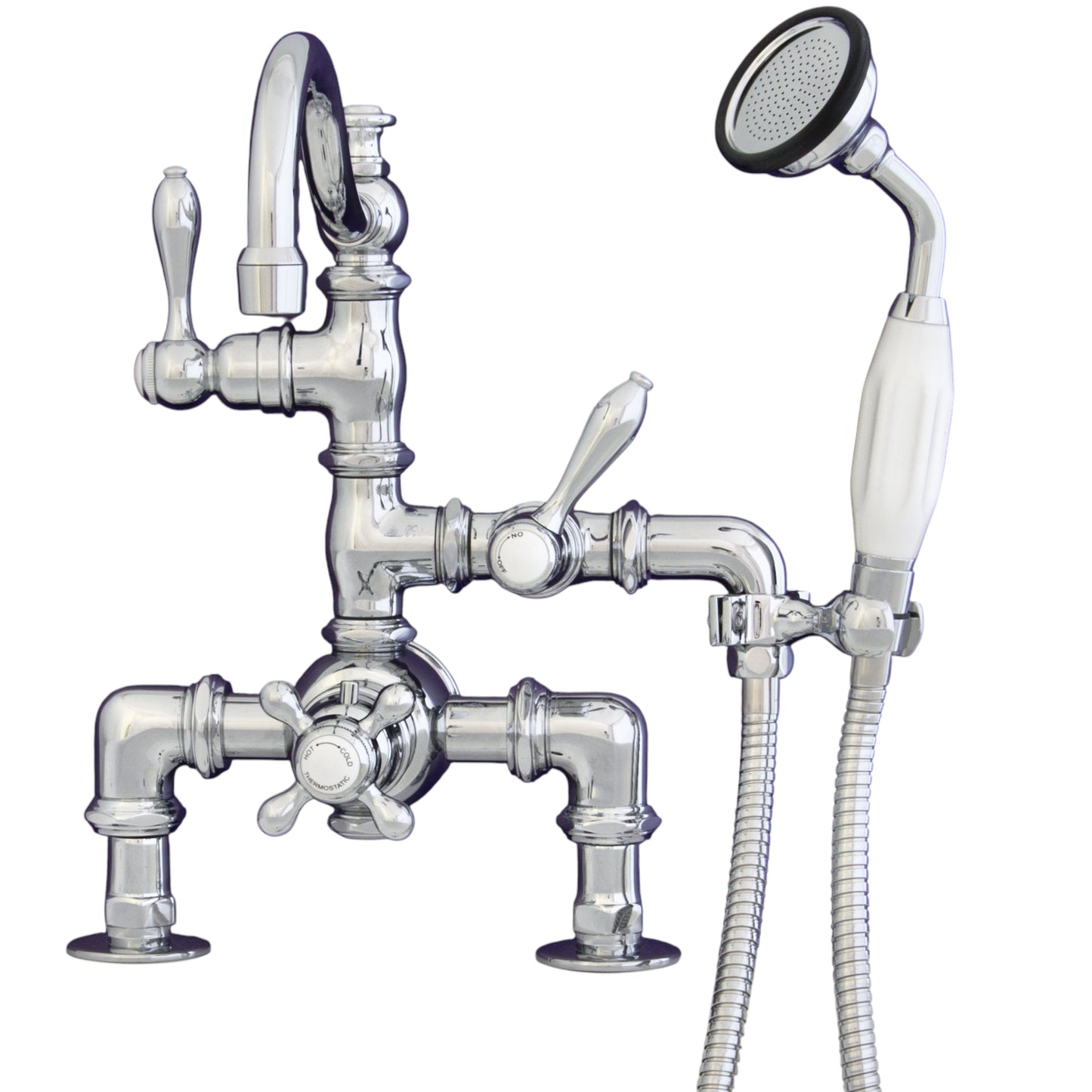 Strom Living Thermostatic Deck Mount Tub Faucet with Fixed Arched Spout