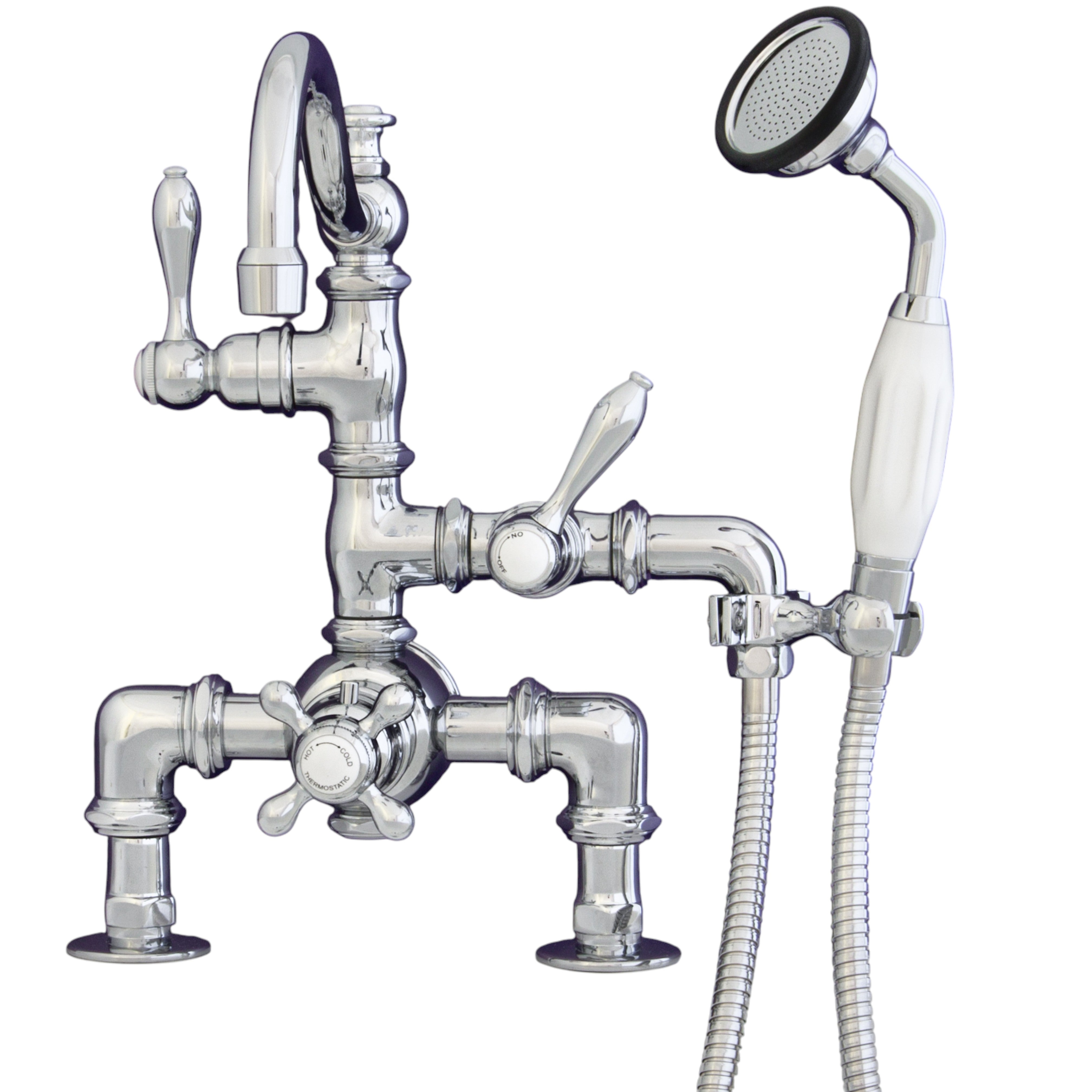 Thermostatic Deck Mount Tub Faucet with Fixed Arched Spout P1015 | Strom Living