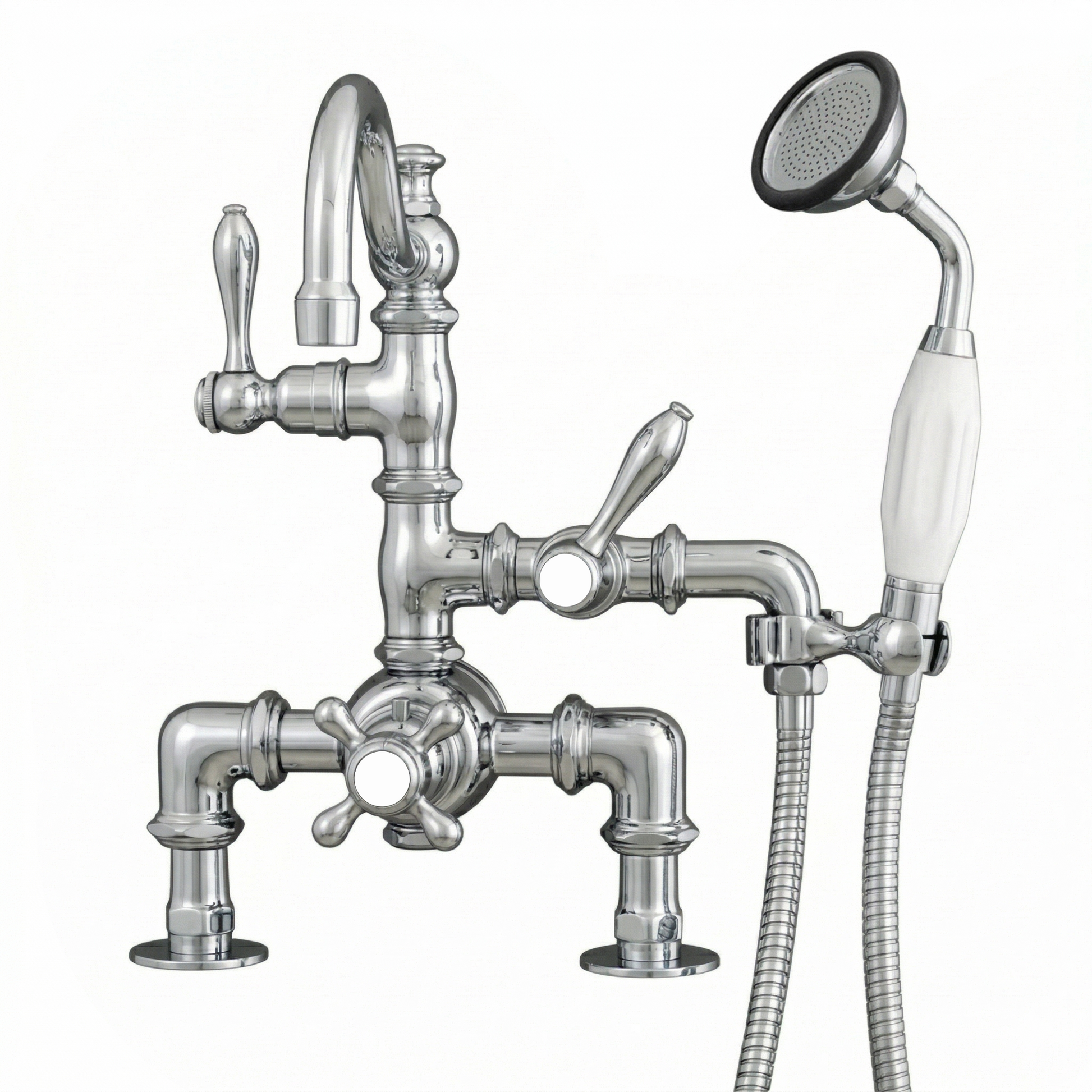 Thermostatic Deck Mount Tub Faucet w/ Handheld P1015 | Strom Living Chrome - Tub Fillers