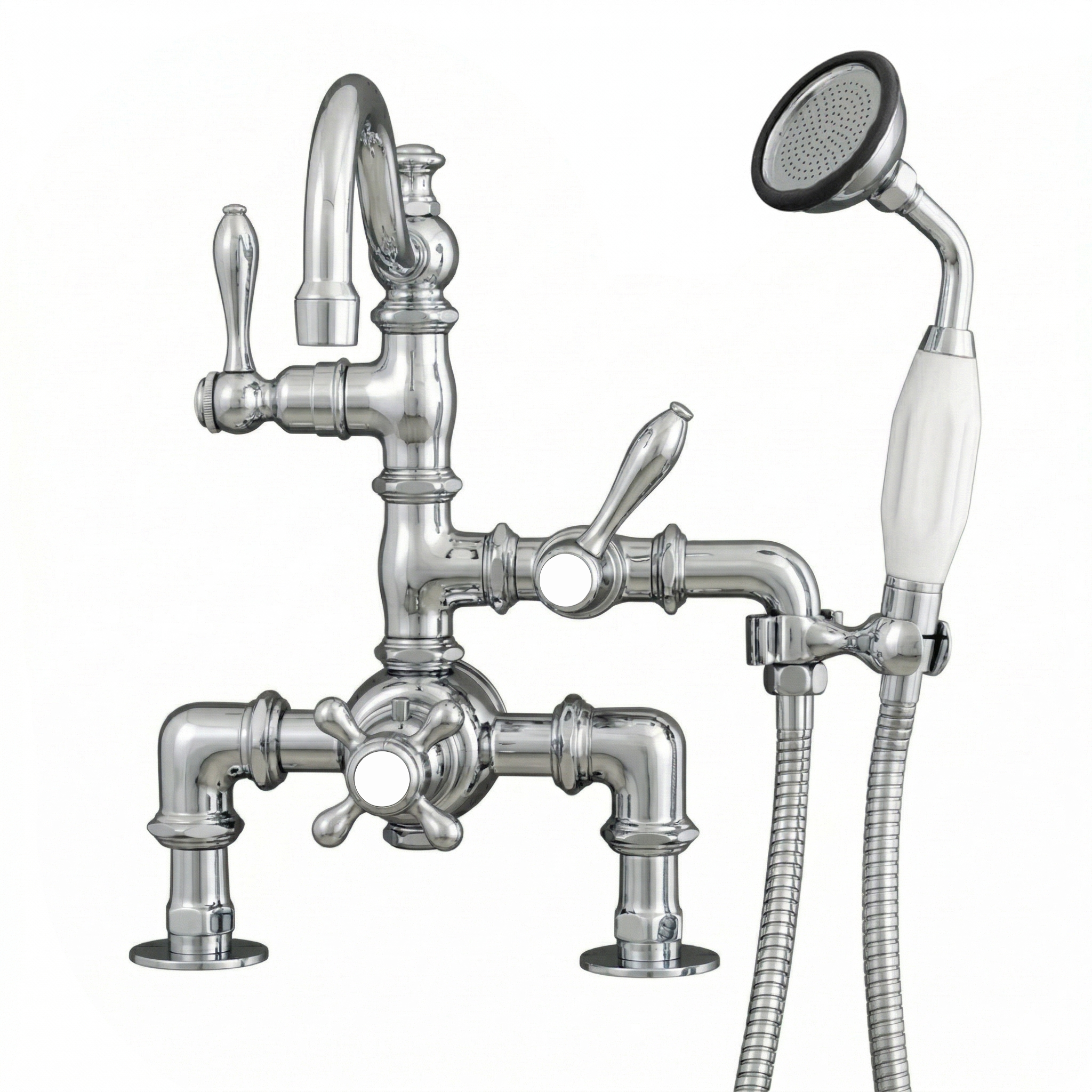 Thermostatic Deck Mount Tub Faucet w/ Handheld P1015 | Strom Living Chrome - Tub Fillers