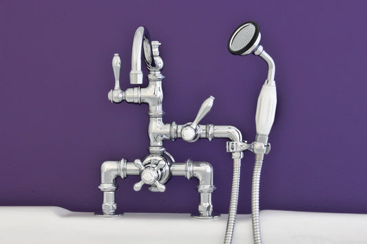 Strom Living Thermostatic Deck Mount Tub Faucet with Fixed Arched Spout
