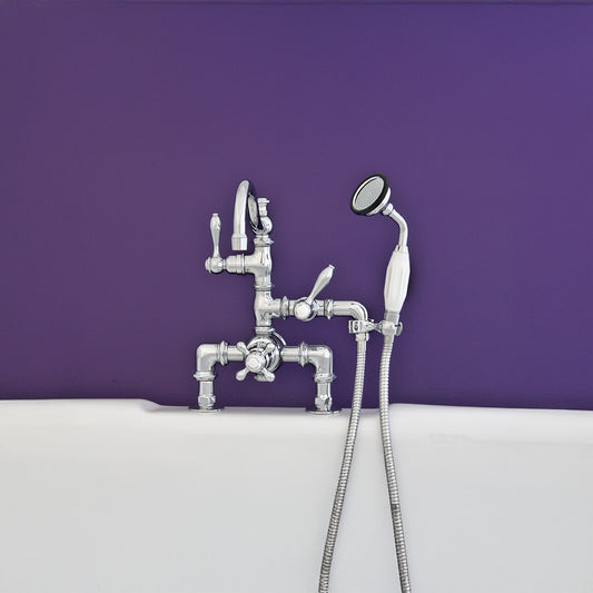 Strom Living Thermostatic Deck Mount Tub Faucet with Fixed Arched Spout