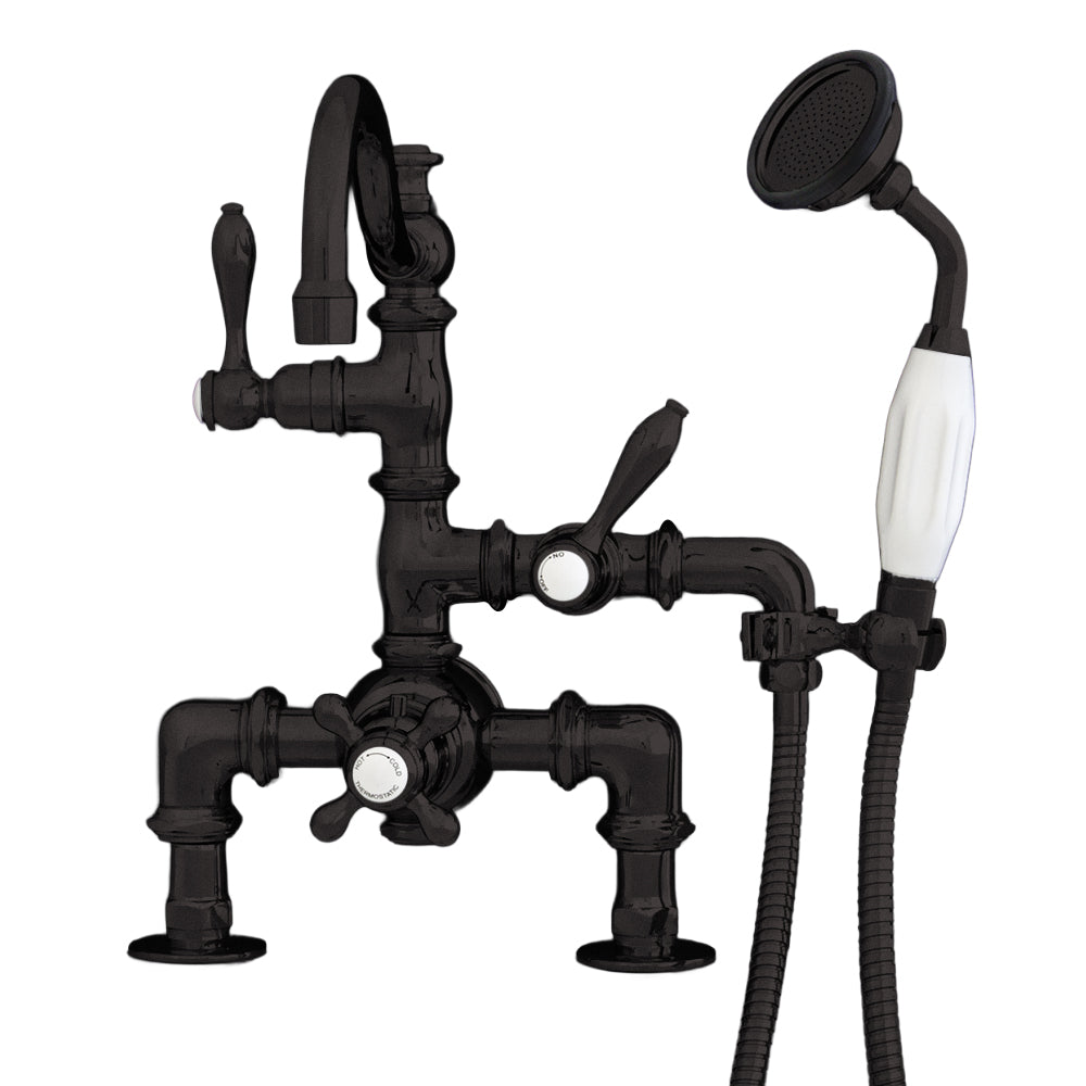 Strom Living Thermostatic Deck Mount Tub Faucet with Fixed Arched Spout