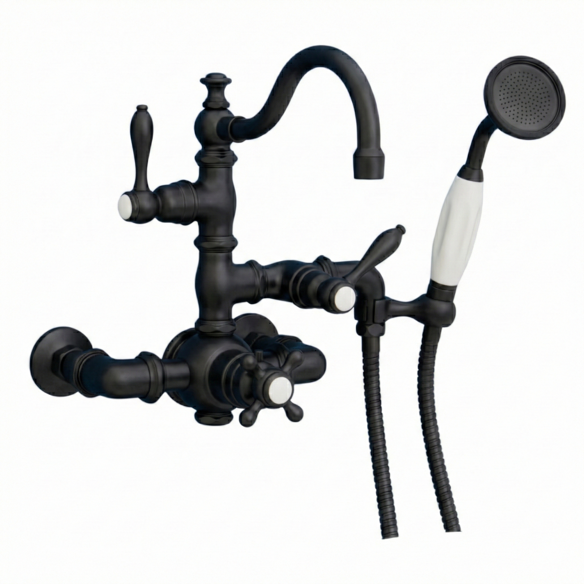 Thermostatic Wall Mount Tub Faucet w/ Handheld P1016 | Strom Living Satin Black - Tub Fillers