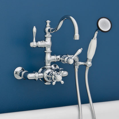 Strom Living Thermostatic Tub Faucet with Fixed Arched Spout and Handheld Shower