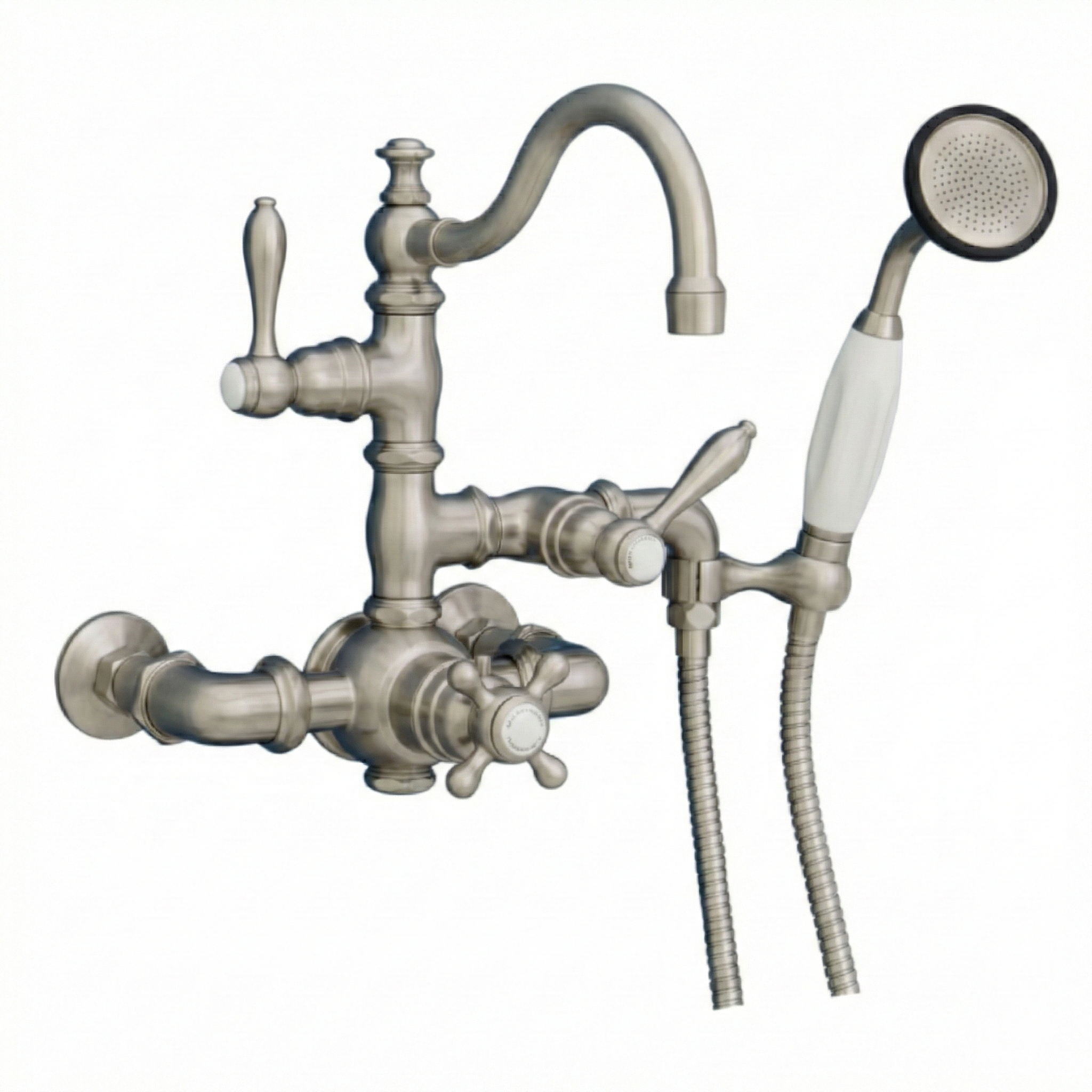 Thermostatic Wall Mount Tub Faucet w/ Handheld P1016 | Strom Living Matte Nickel - Tub Fillers