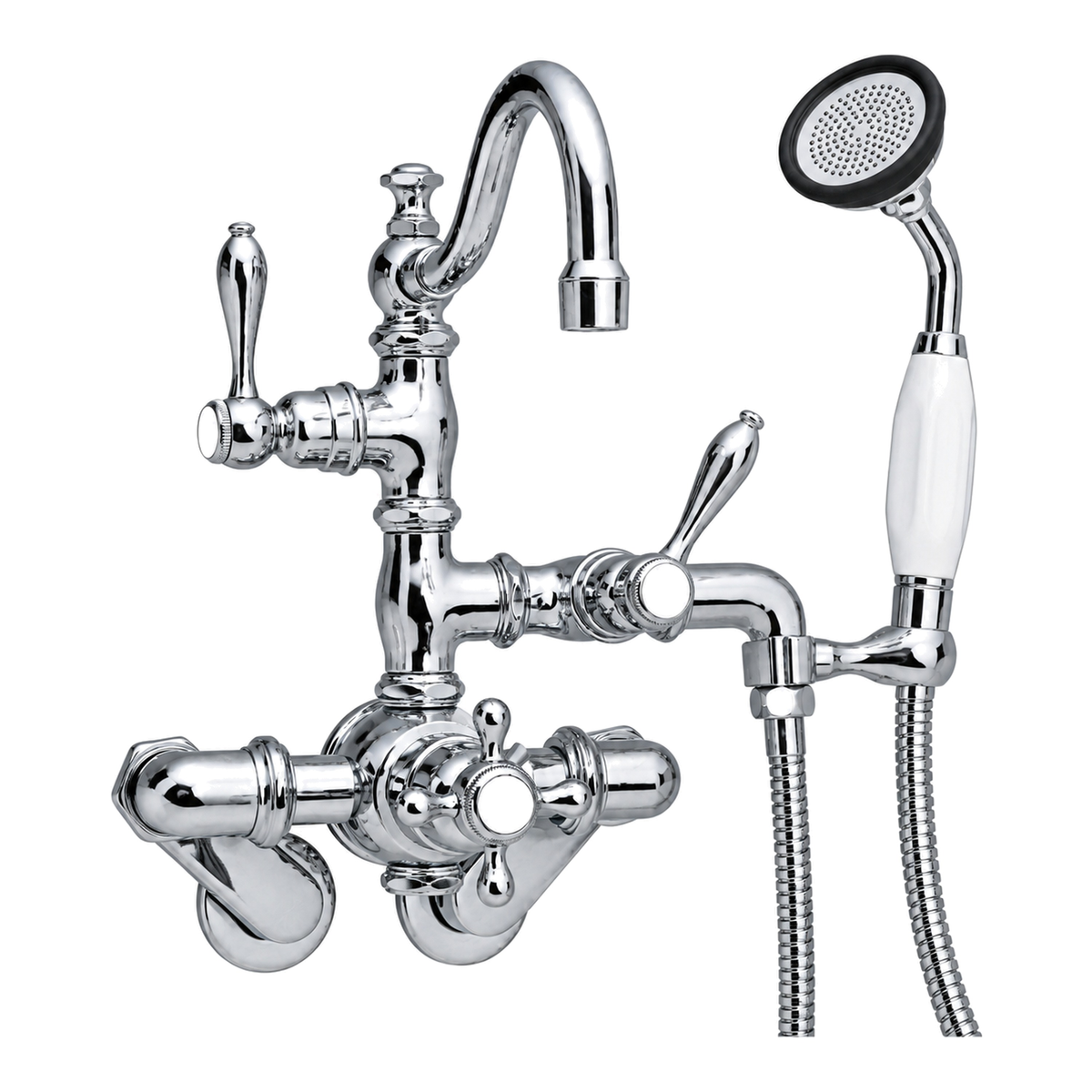Thermostatic Tub Faucet Cross Handles w/ Handheld P1017 in Chrome