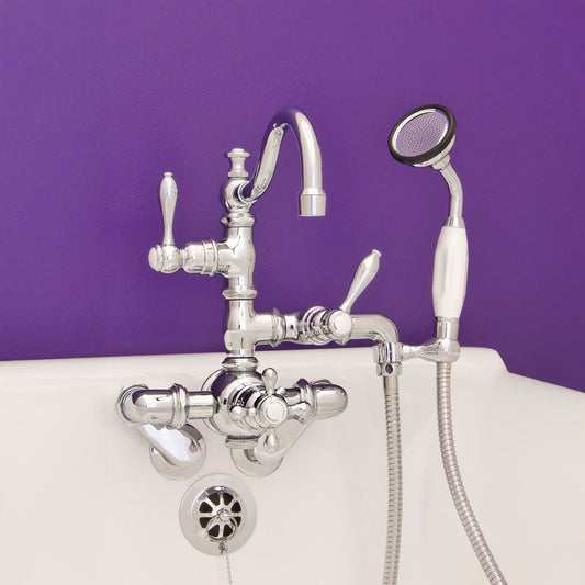 Strom Living Thermostatic Tub Faucet with Cross Handle and Handheld Shower