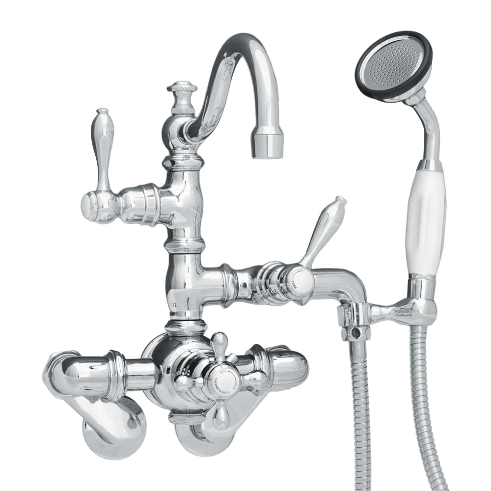 Thermostatic Tub Faucet with Cross Handle and Handheld Shower P1017 | Strom Living