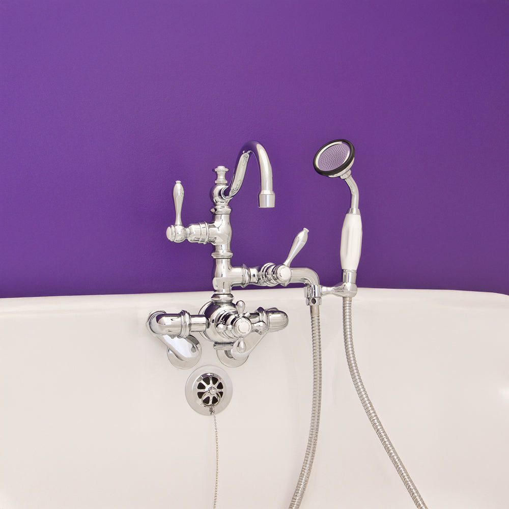 Strom Living Thermostatic Tub Faucet with Cross Handle and Handheld Shower