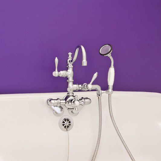 Strom Living Thermostatic Tub Faucet with Cross Handle and Handheld Shower