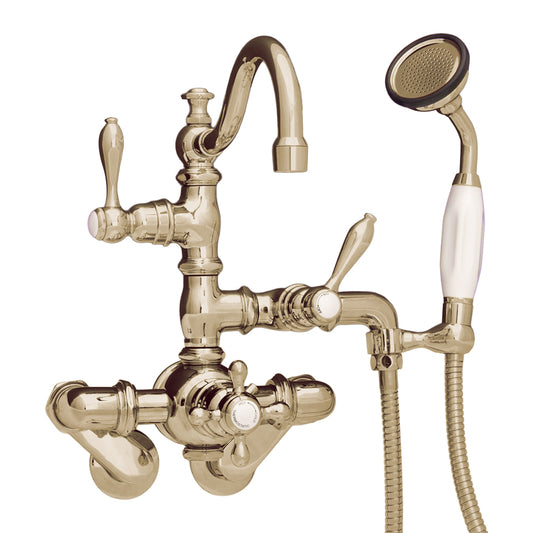 Strom Living Thermostatic Tub Faucet with Cross Handle and Handheld Shower
