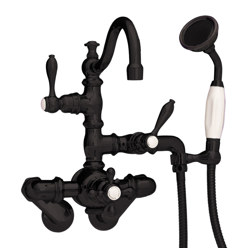 Thermostatic Tub Faucet with Cross Handle and Handheld Shower P1017 | Strom Living