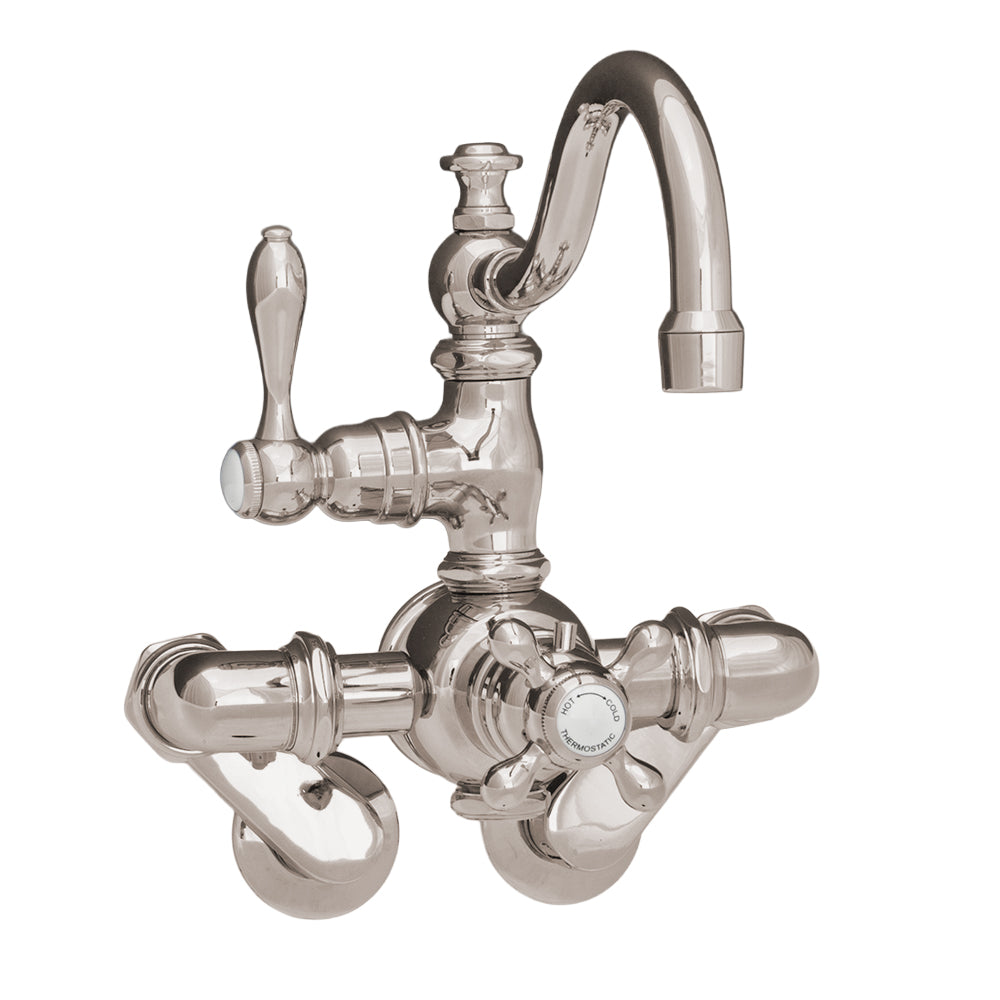 Thermostatic Wall Mount Tub Faucet Arched Spout P1018 | Strom Living Polished Nickel - Tub Fillers