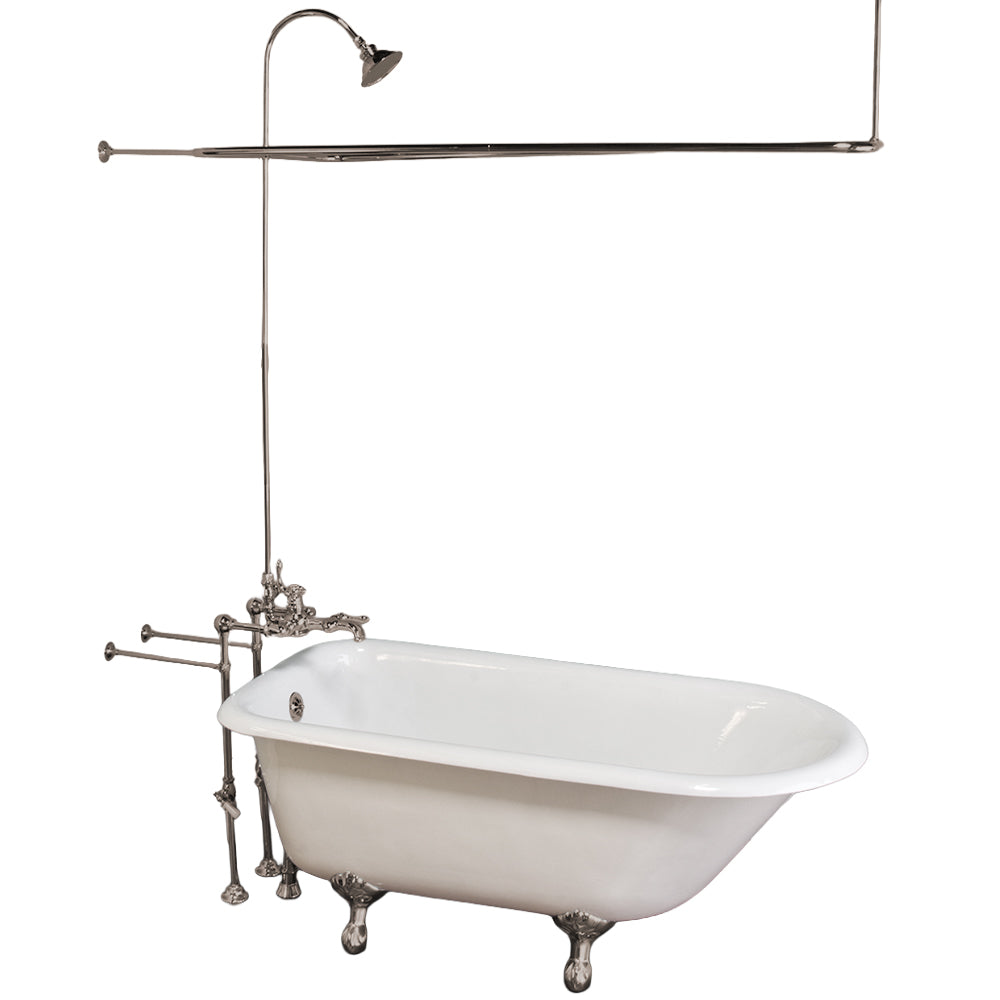 Over the Rim Thermostatic Shower Enclosure Set with 24" Supplies and shower head P1019-28 | Strom Living Polished Nickel - Showers