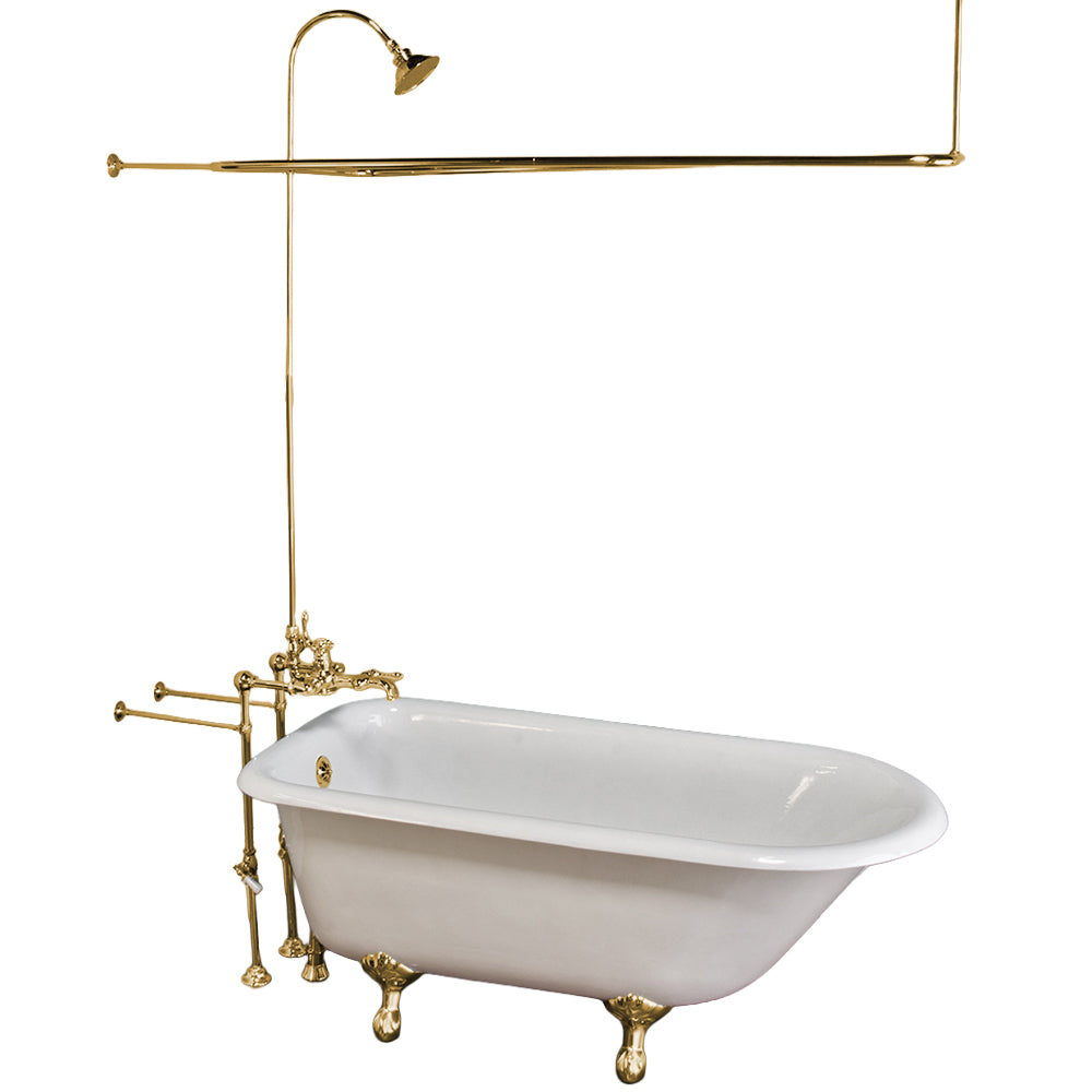 Over the Rim Thermostatic Shower Enclosure Set with 24" Supplies and shower head P1019-28 | Strom Living Satin Brass - Showers
