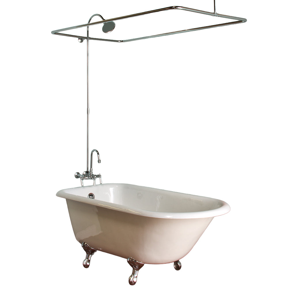 Wall Mount Enclosure Shower Set with Rectangle Enclosure & 1.75 GPM/3 3, 8" Center Faucet Body P1021 | Strom Living Chrome - Showers