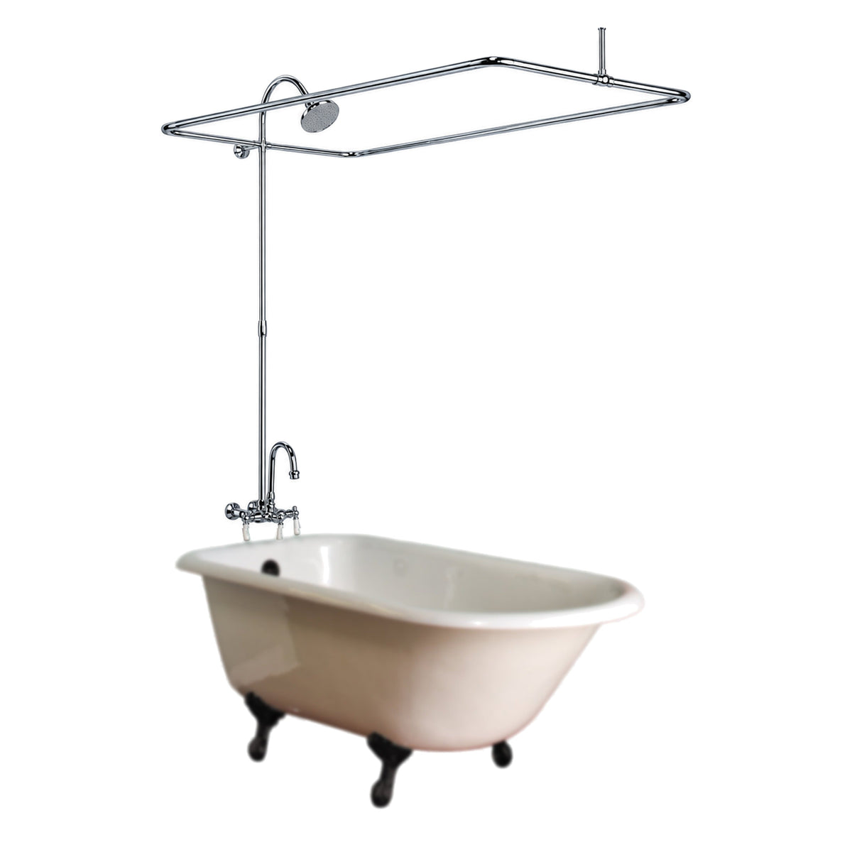Wall Mount Enclosure Shower Set with Rectangle Enclosure & 1.75 GPM/3 3/8" Center Faucet Body P1021 in Chrome