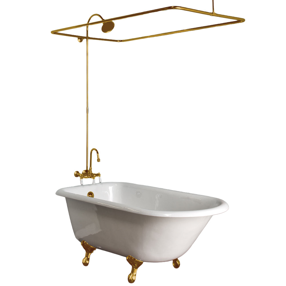 Wall Mount Enclosure Shower Set with Rectangle Enclosure & 1.75 GPM/3 3, 8" Center Faucet Body P1021 | Strom Living Polished Brass - Showers