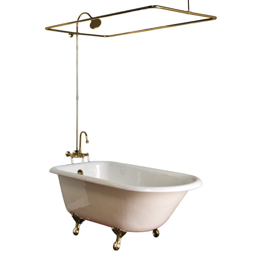 Wall Mount Enclosure Shower Set with Rectangle Enclosure & 1.75 GPM/3 3, 8" Center Faucet Body P1021 | Strom Living Satin Brass - Showers