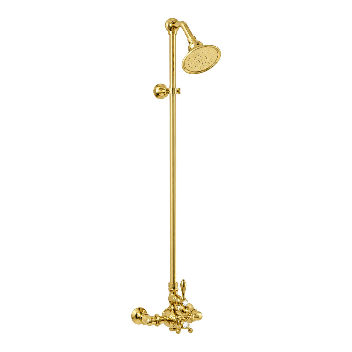 Exposed Thermostatic Shower System P1022 in Supercoat Brass / Polished Brass