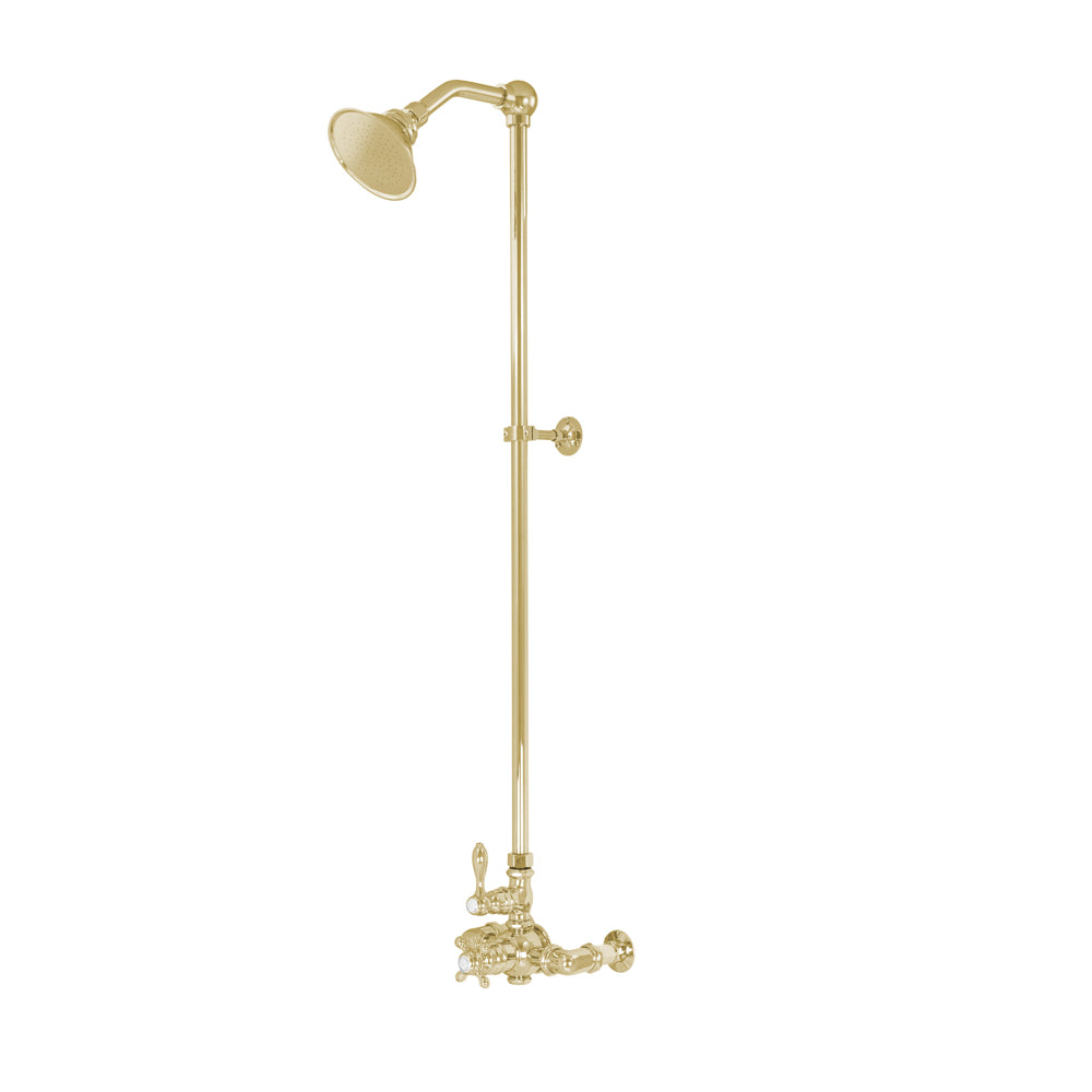 Exposed Thermostatic Shower System Wall Mount with 1.75 GPM Lever/Cross Handles P1022 | Strom Living