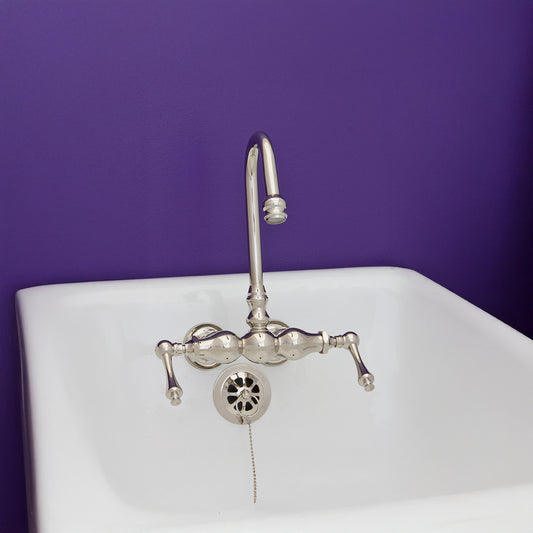 Strom Living 3 Ball Tub Faucet with Gooseneck Spout, Supply Nuts and Metal Lever Handles