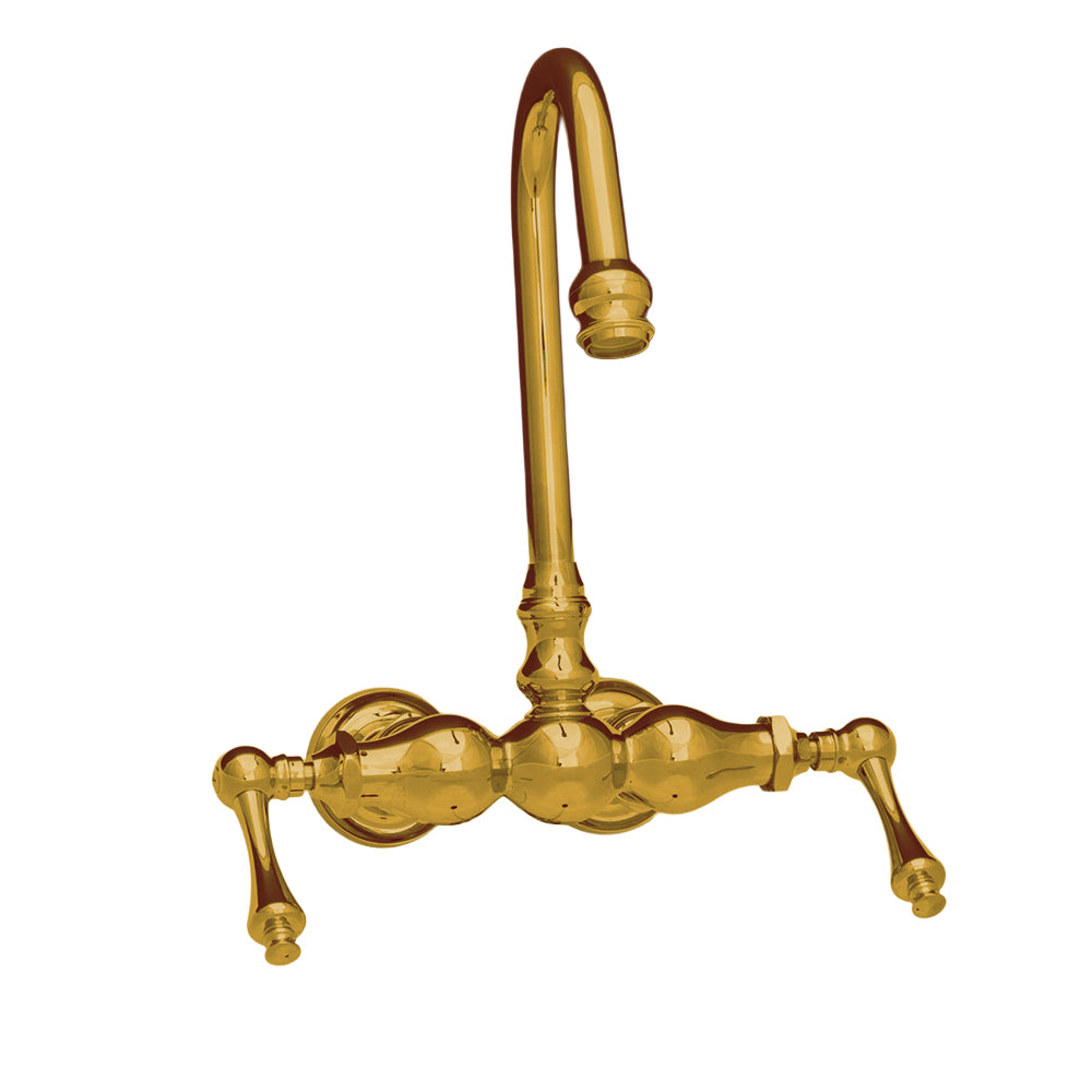3 Ball Tub Faucet w/ Gooseneck & Lever Handles P1026 | Strom Living Polished Brass - Tub Fillers