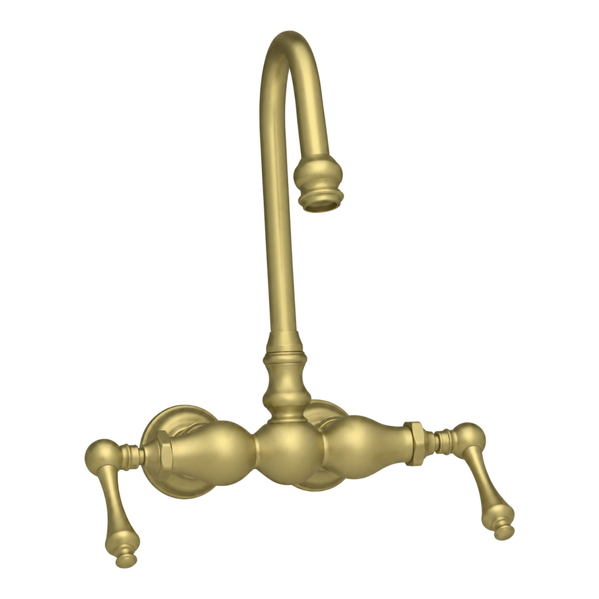 3 Ball Tub Faucet w/ Gooseneck & Lever Handles P1026 in Raw Brass