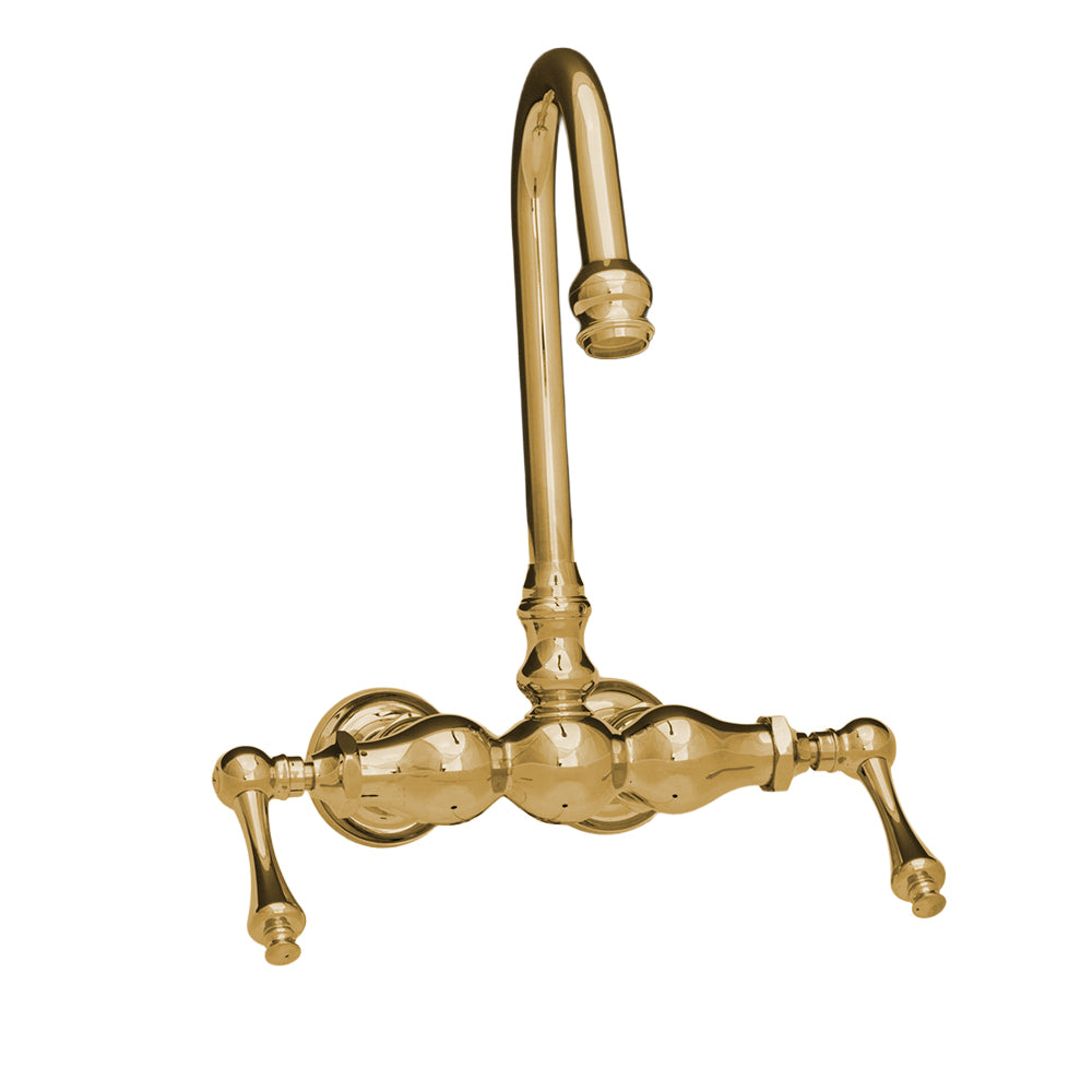 3 Ball Tub Faucet w/ Gooseneck & Lever Handles P1026 | Strom Living Satin Brass - Tub Fillers