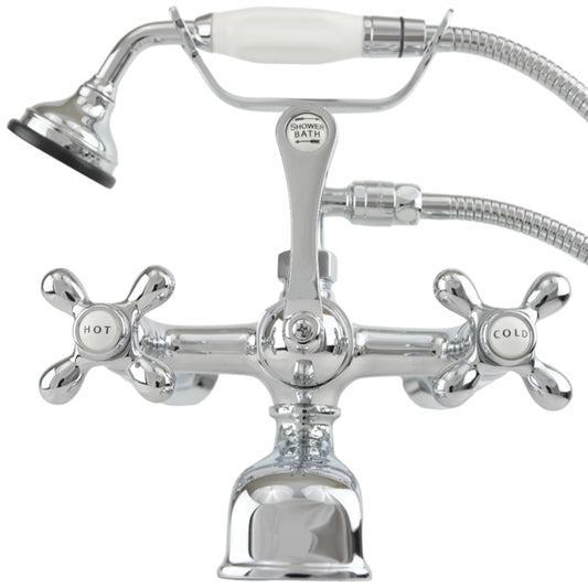 Strom Living British Telephone Wall Mounted Faucet with Cross Handles and 7" Center Faucet Body