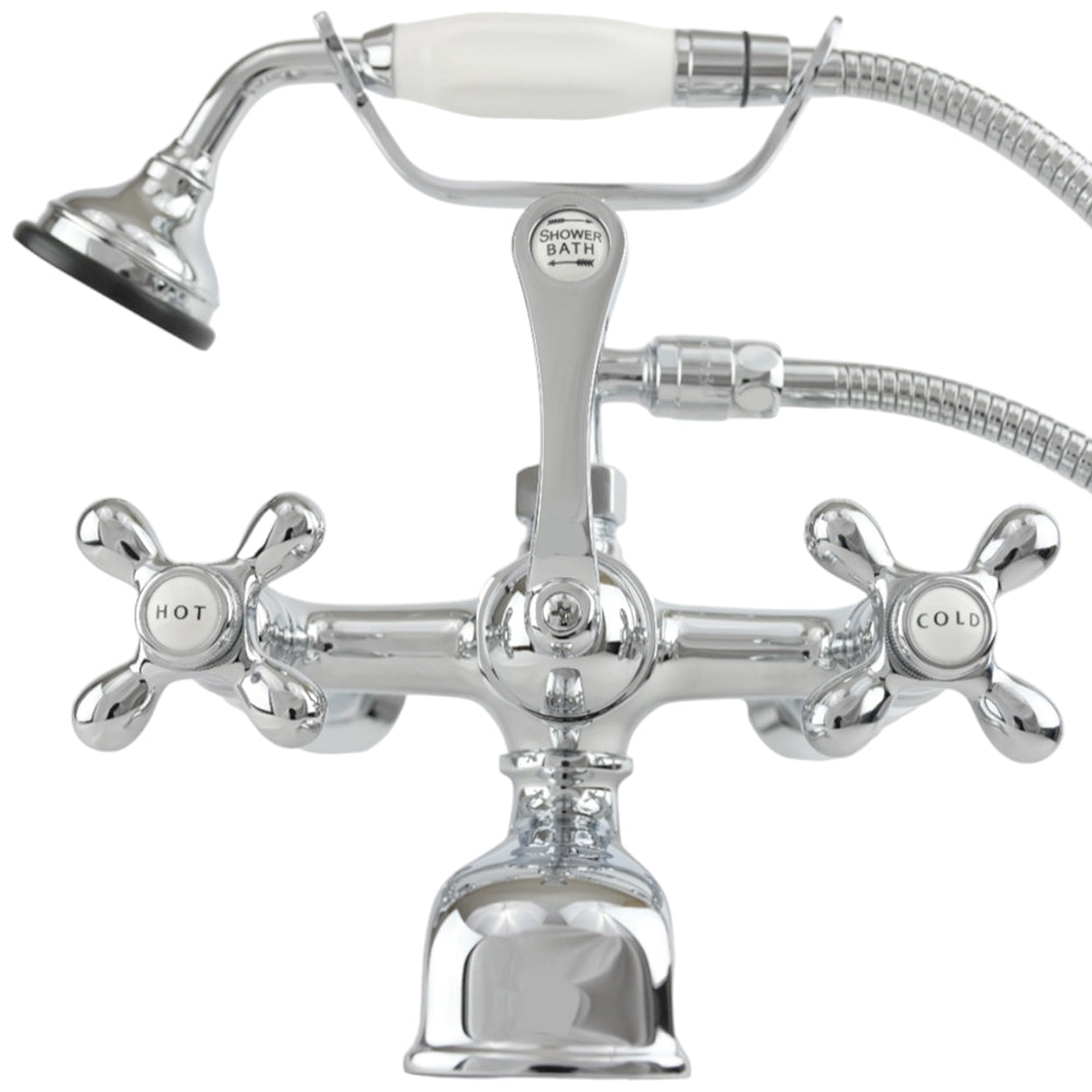 Strom Living British Telephone Wall Mounted Faucet with Cross Handles and 7" Center Faucet Body